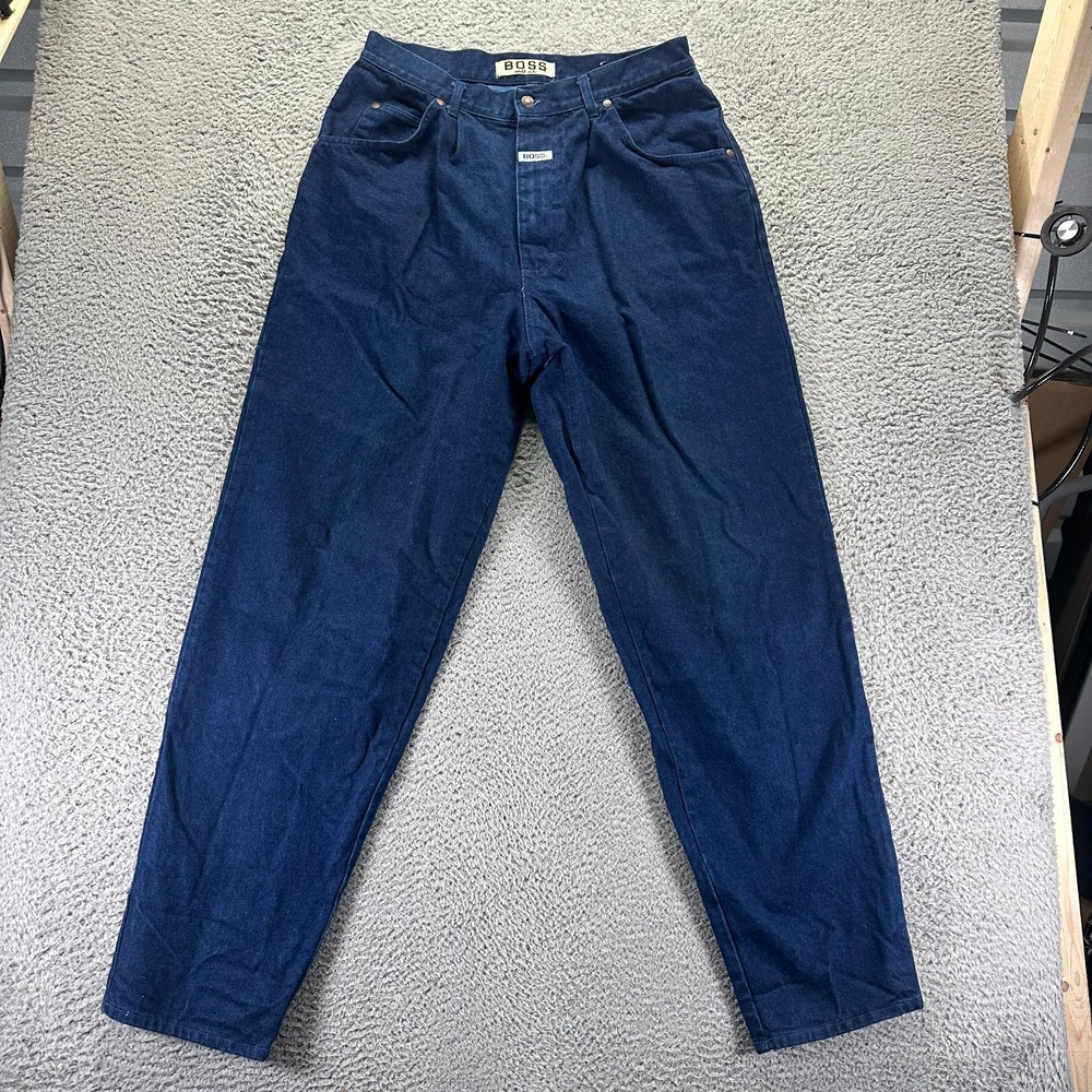 VTG Boss Jeans Mens 34x35 Blue Cotton Denim Straight Workwear Travel Baggy USA